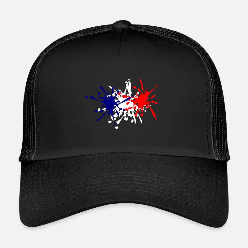 Blue, White, Red - Trucker Cap - black/black