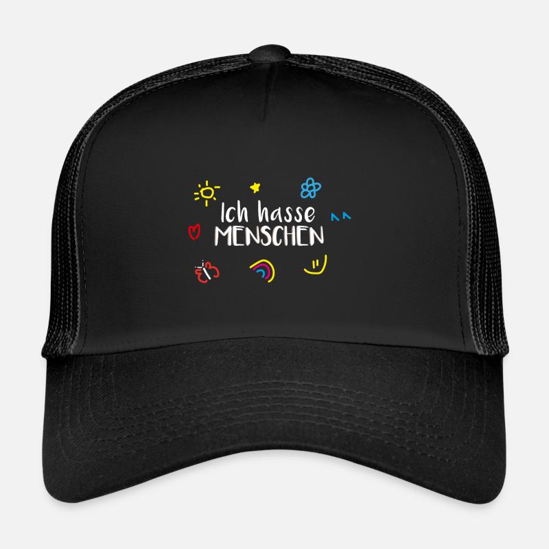 Hass auf die Menschen - Trucker Cap - Schwarz/Schwarz