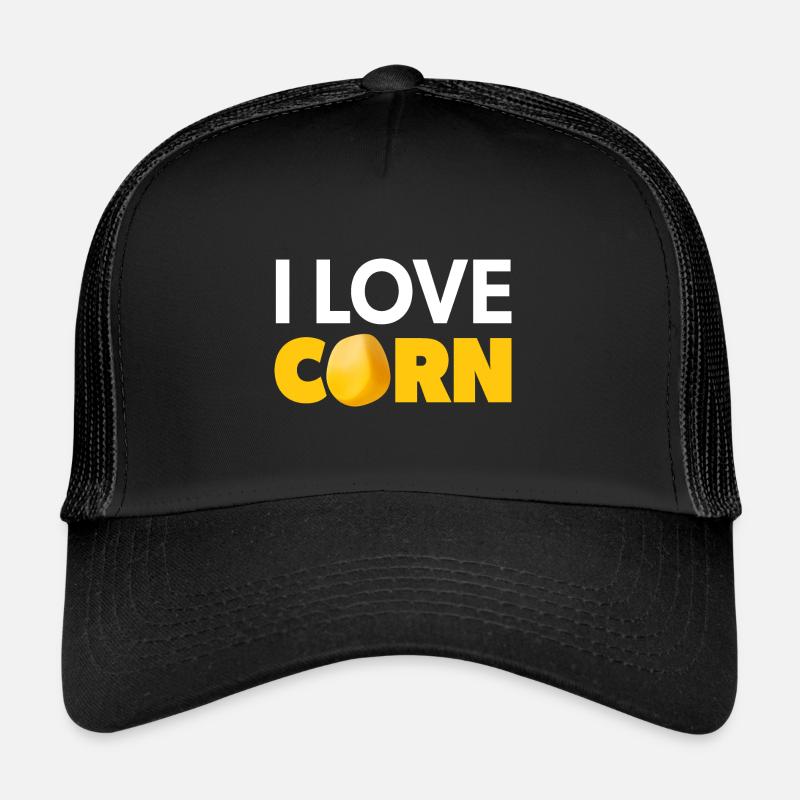 "I Love Corn" white and yellow with corn grain Trucker Cap