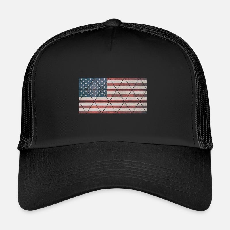 Flagge USA - Trucker Cap - Schwarz/Schwarz