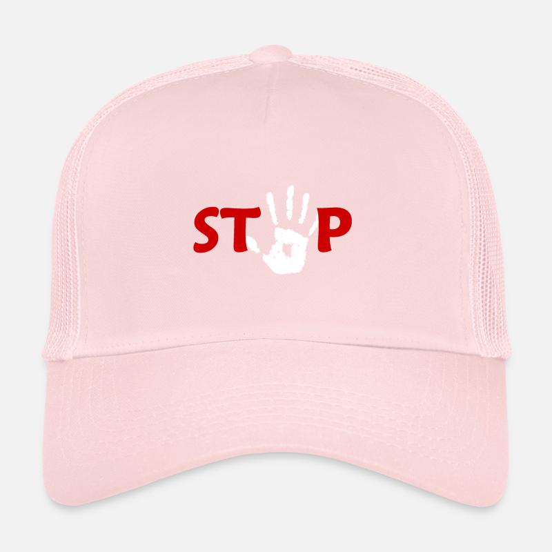Main Stop en rouge blanc Casquette trucker 