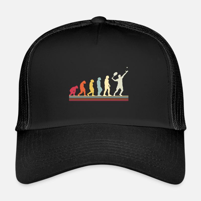 Human Evolution Tennis Player Trucker Cap