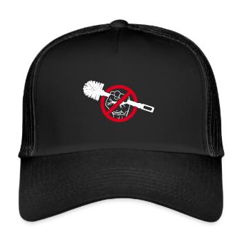 Gegen Scheiße Klobürste Politik Dagegen Protest - Trucker Cap - Schwarz/Schwarz - Vorne