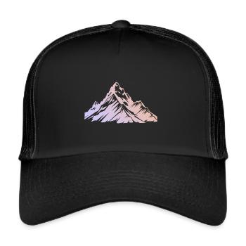 Alpen Berge Symbol - Trucker Cap - Schwarz/Schwarz - Vorne
