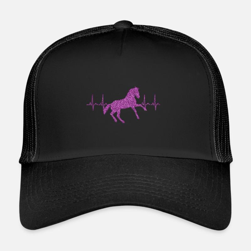 Idée de cadeau de cadeau de paillettes cheval cheval - Casquette trucker  - noir/noir