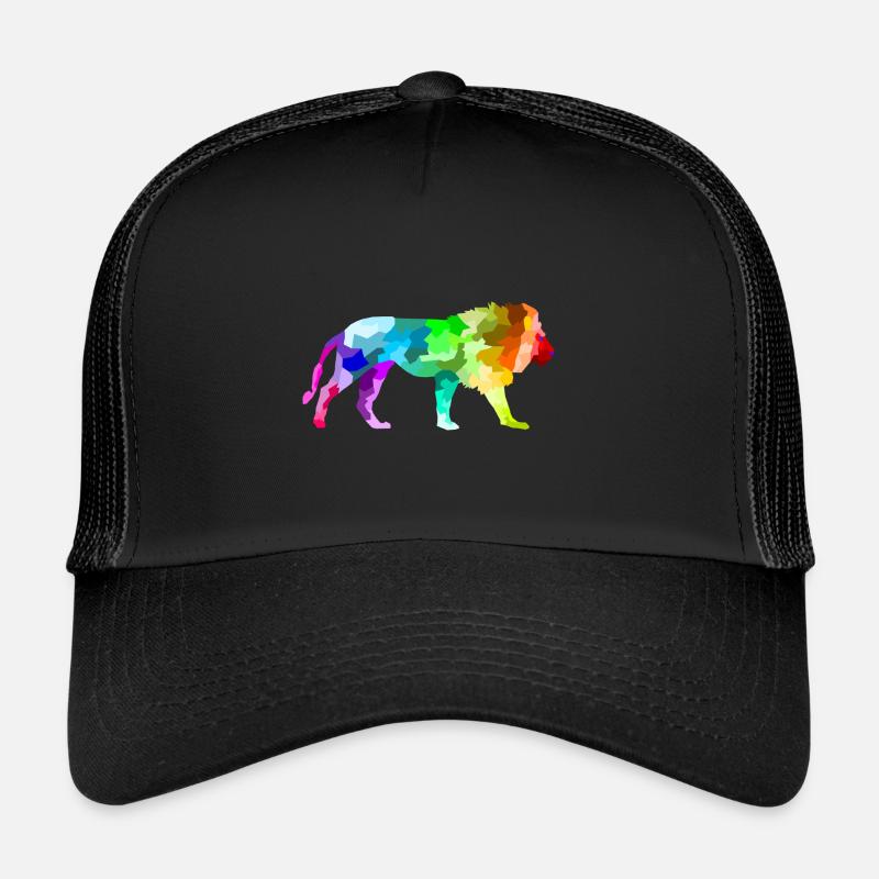 Bunter Regenbogen Löwe Polygon Tiere Trucker Cap
