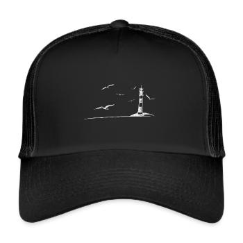 Mer du Nord Goélands Phare cadeau - Casquette trucker  - noir/noir - Devant