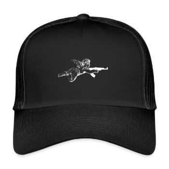 Ange avec AK-47 - Casquette trucker  - noir/noir - Devant