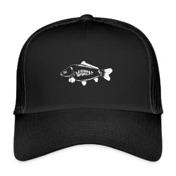 letzterWurf - White Carp - Karpfen - Trucker Cap - Schwarz/Schwarz - Vorne