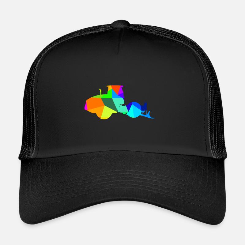 Steamroller Rainbow Polygon Construction Vehicle Trucker Cap
