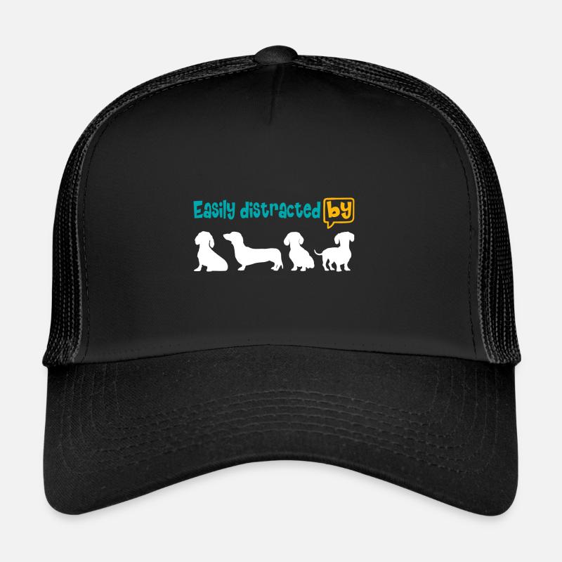 Begeistert vom Dackel leicht ablenkbar vom Dackel. - Trucker Cap - Schwarz/Schwarz