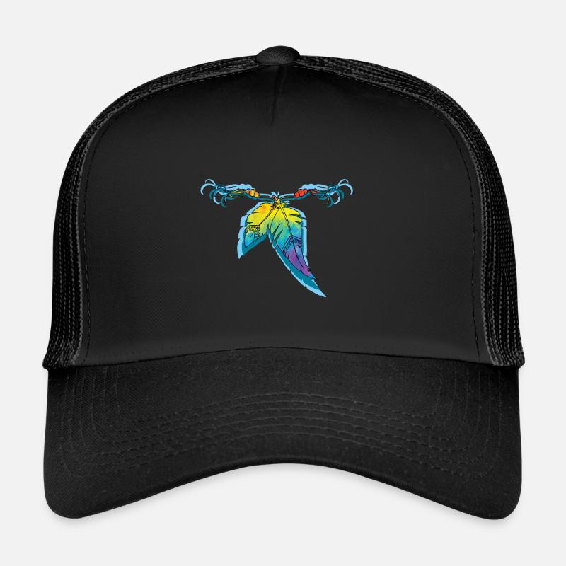 Boho Style rainbow feathers Trucker Cap