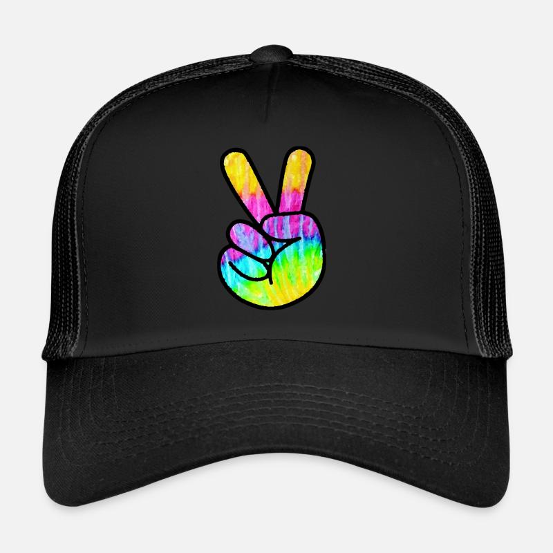 Victory Finger - peace sign - Trucker Cap - black/black