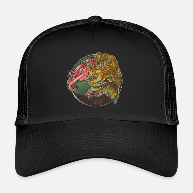 Poisson japonais - Casquette trucker  - noir/noir