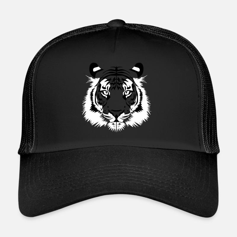 Tiger head black white Trucker Cap