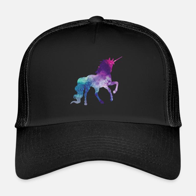 Einhorn Silhouette Universum Sterne unendlich - Trucker Cap - Schwarz/Schwarz
