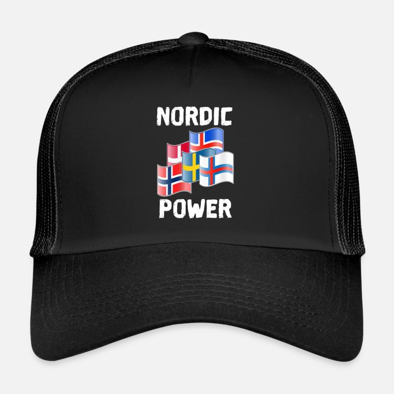 Nordic Scandinavian Power Flags North - Trucker Cap - black/black