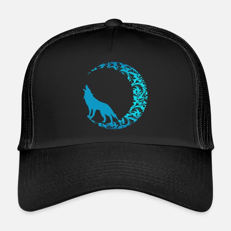 Wolf animal pack dog chasing lonely full moon teeth Trucker Cap