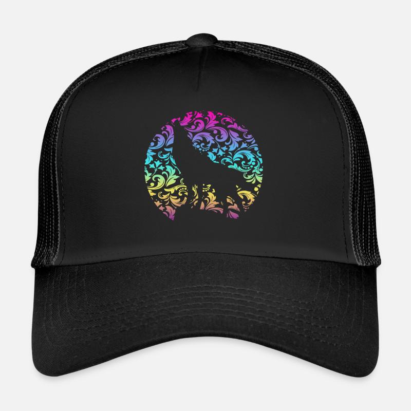 Wolf animal pack dog chasing lonely full moon teeth Trucker Cap