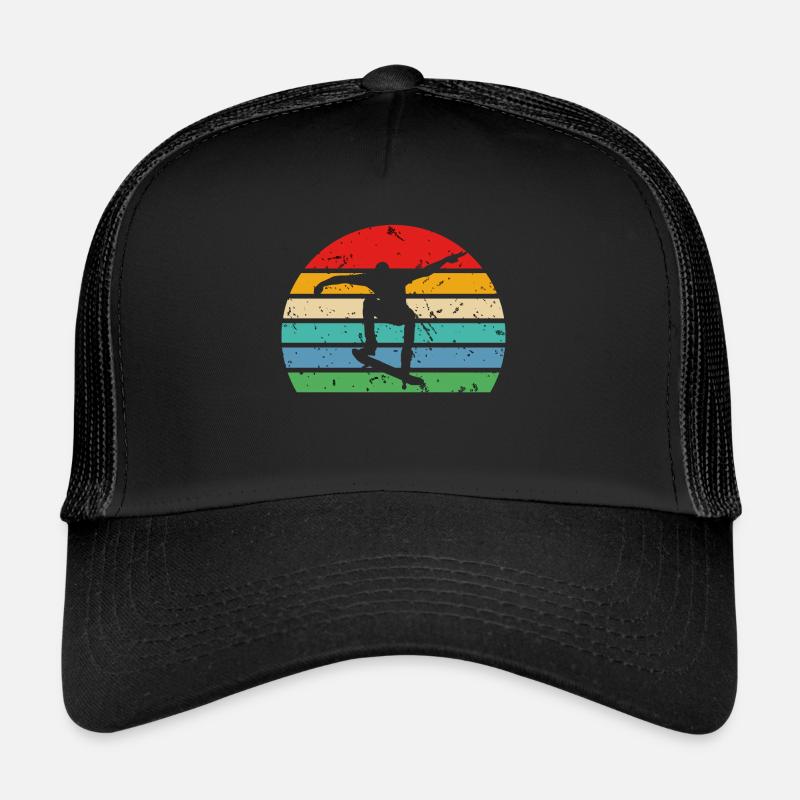 Skateboarder Skateboard Skate Skater Retro Trucker Cap