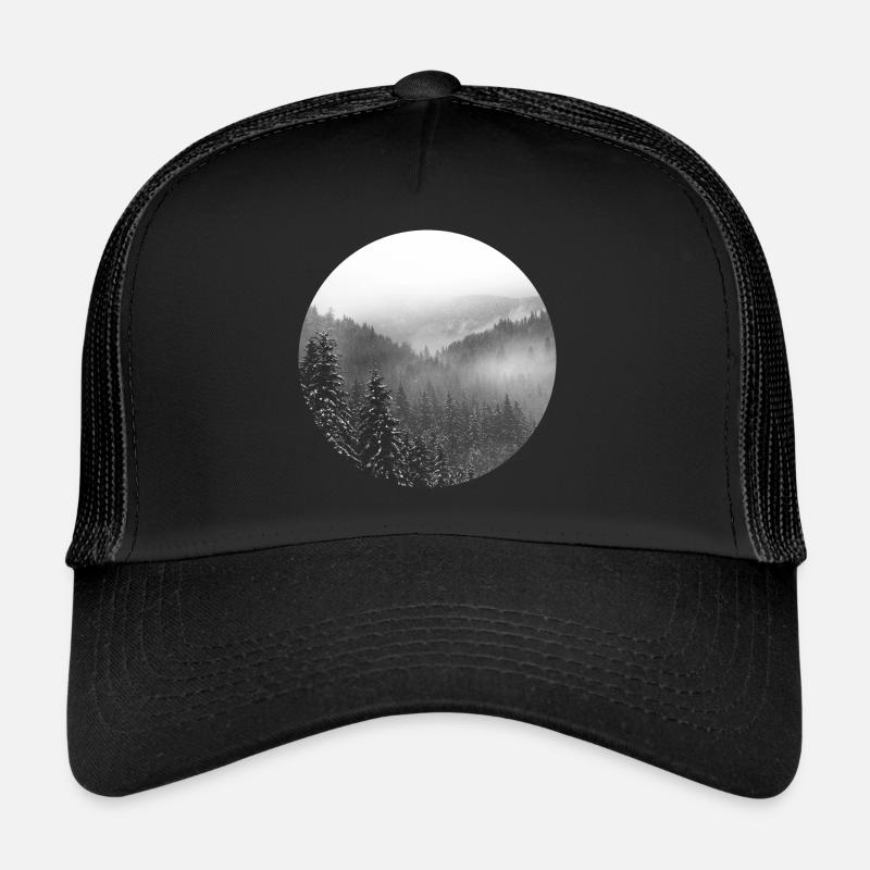 Forêt d'hiver enneigée - Casquette trucker  - noir/noir