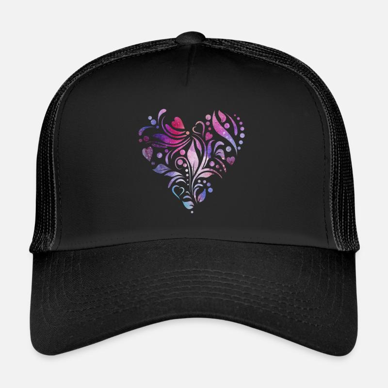 Heart in tribal style - Trucker Cap - black/black