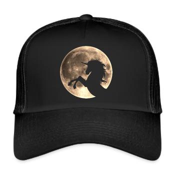 licorne, pleine lune, magie, cheval, unicorn, moon - Casquette trucker  - noir/noir - Devant