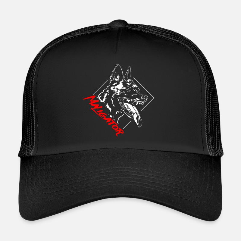 BELGIAN MALINOIS Hundesport Wilsigns Maligator - Trucker Cap - Schwarz/Schwarz