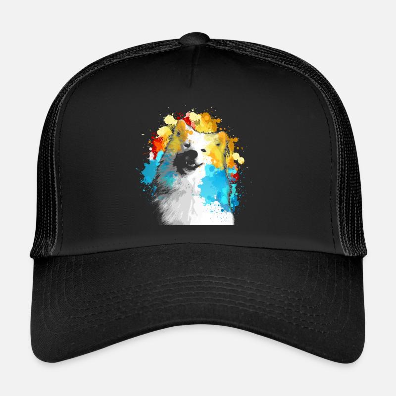 Aquarelle Samoyède multicolore Casquette trucker 