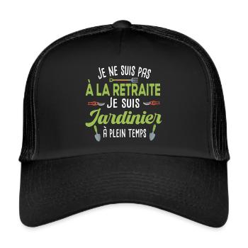 Retraite jardinier. Cadeau retraité papy Jardinage - Casquette trucker  - noir/noir - Devant