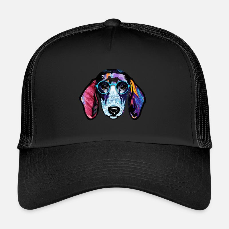 Dachshund Dackel Teckel Brille leuchtende Farben Trucker Cap