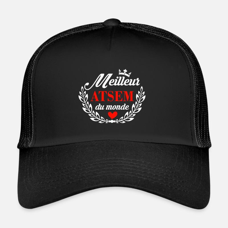 Meilleur atsem du monde - Casquette trucker  - noir/noir