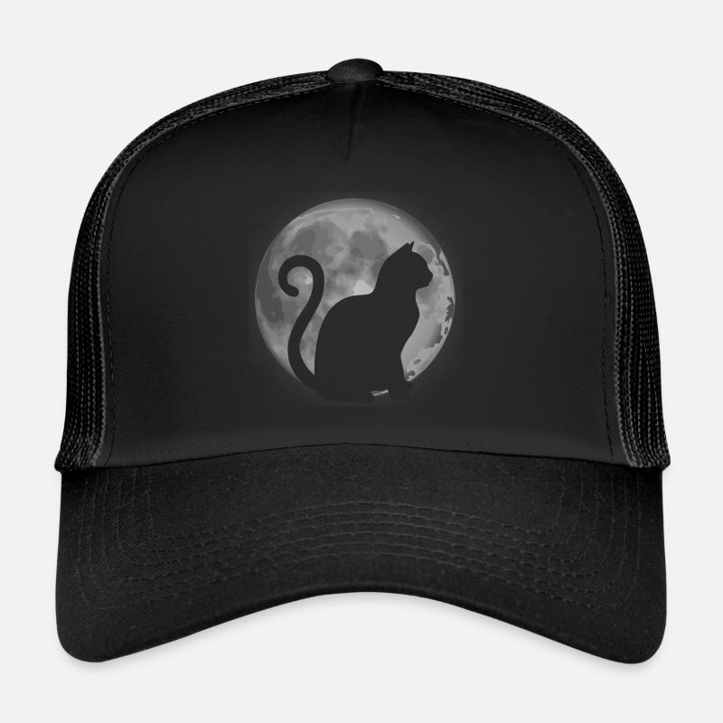 mignon chat silhouette lune animal Casquette trucker 