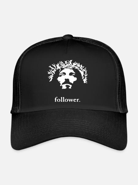 New Mens Printed Jesus Christ Face Christian Relig - Casquette trucker  - noir/noir - Devant