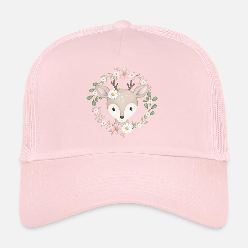 doux cerf dans une couronne de fleurs Casquette trucker 