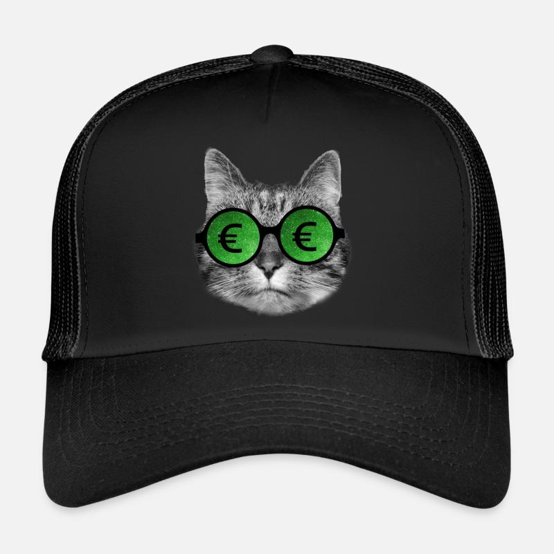 Katze mit Euro-Zeichenbrille Trucker Cap