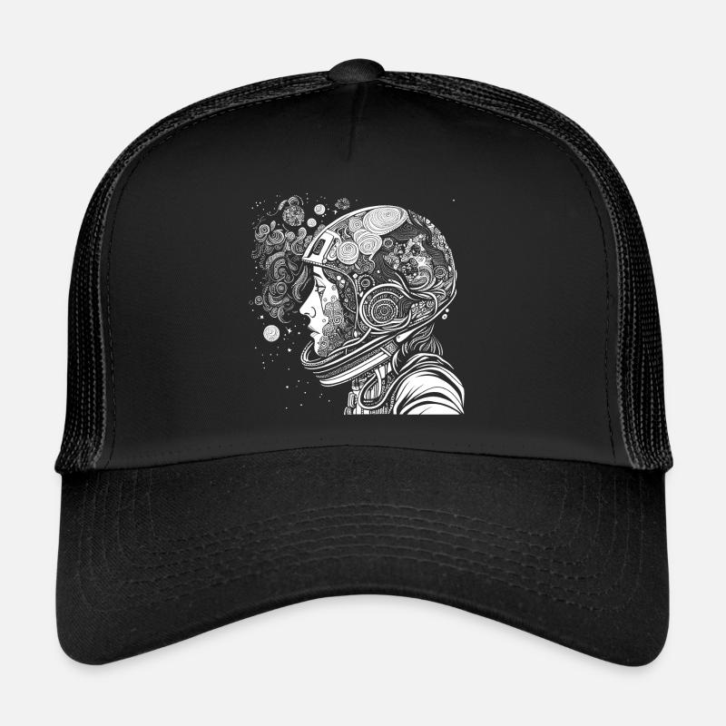 "Psychonaut" Psychedelic astronaut with patterns Trucker Cap