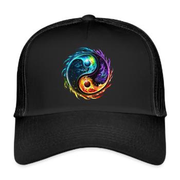 Yin Yang Symbol, Elements, Tao, Chi, Spirituality - Trucker Cap - black/black - Front