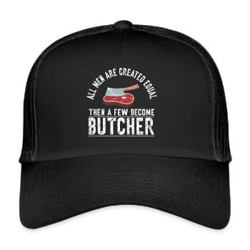 Metzger Fleischer Sprücher I Metzgerei - Trucker Cap - Schwarz/Schwarz - Vorne