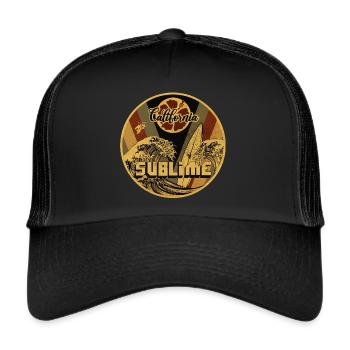 Sonnenuntergang am kalifornischen Strand - Trucker Cap - Schwarz/Schwarz - Vorne