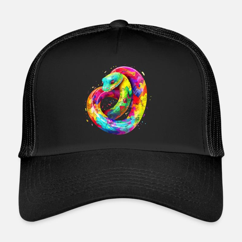 Regenbogen Schlange - Trucker Cap - Schwarz/Schwarz