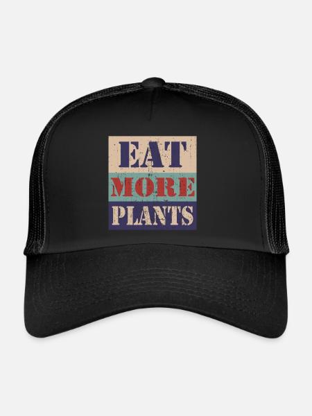 Eat more plants - Trucker Cap - black/black - Front