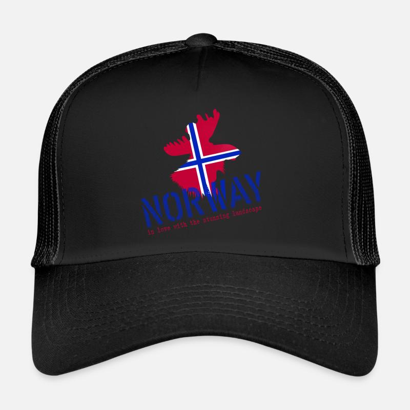 Norwegen Norge Elch - Trucker Cap - Schwarz/Schwarz