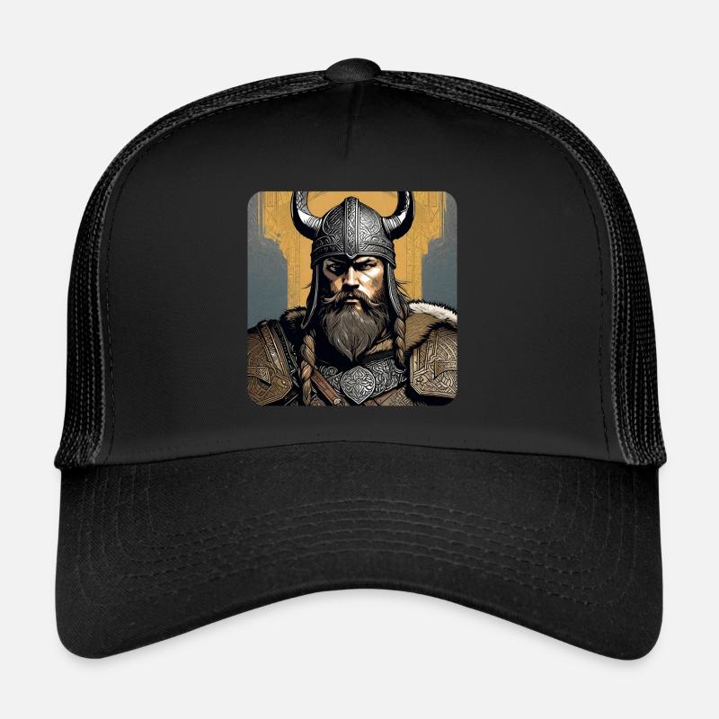 Fier Viking avec casque de cornes Casquette trucker 