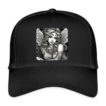 Cute angel with tattoos - Trucker Cap - black/black - Front
