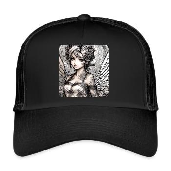 Cute angel with tattoos - Trucker Cap - black/black - Front