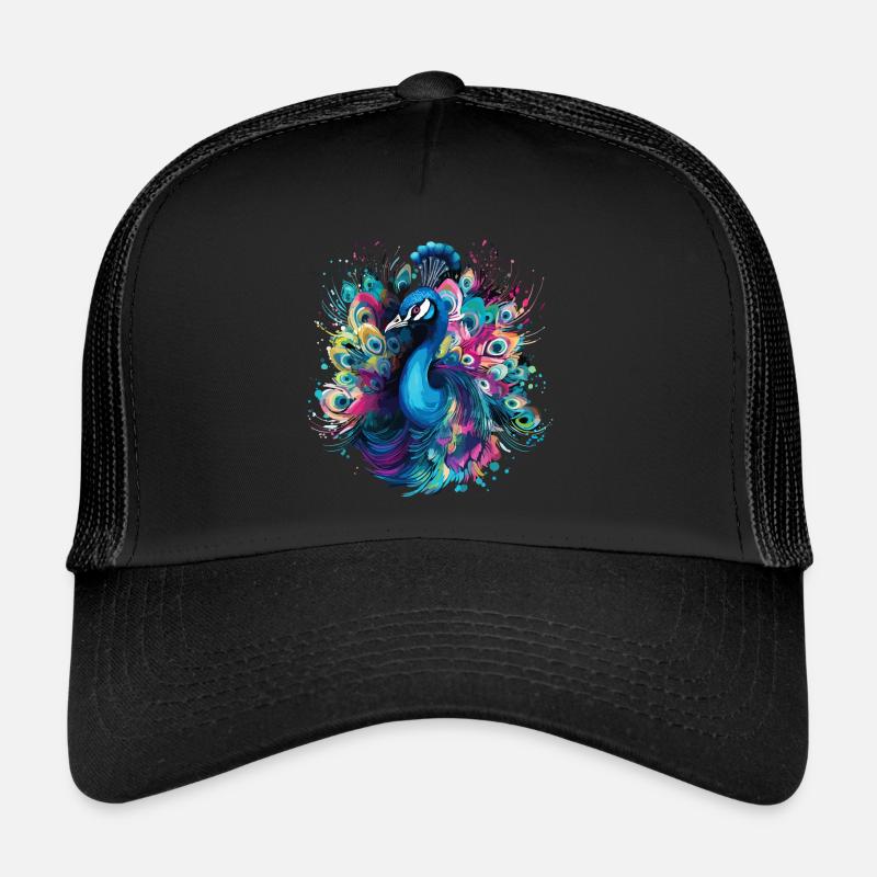Peacock Feather Exotic Colorful Colorful Art Trucker Cap