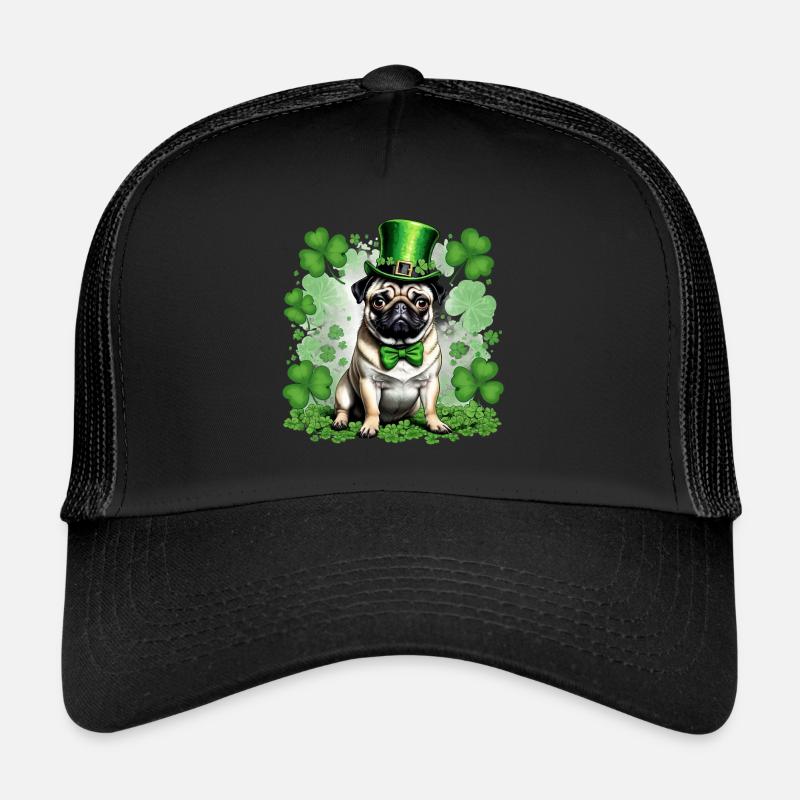 St. Patrick's Day Pug I Shamrock St Paddys Day Pug Trucker Cap