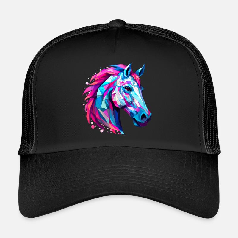 Pferdekopf - Trucker Cap - Schwarz/Schwarz