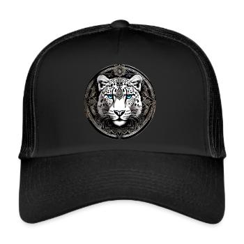 Motif mystique Mystérieux léopard des neiges - Casquette trucker  - noir/noir - Devant